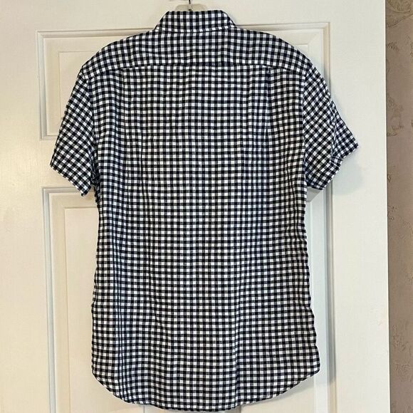 NWT J. Crew Plaid Gingham Button Up Slim Fit Short Sleeved Shirt Medium - Picture 2 of 10